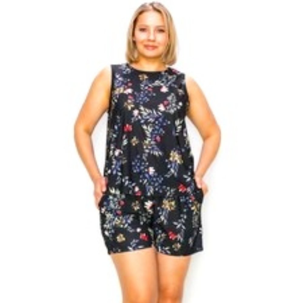 Women's Vine Flower Print Tank Top